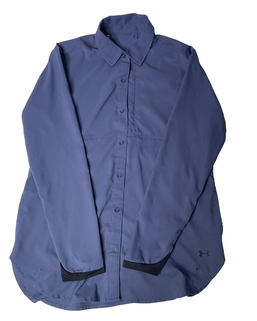 Under Armour HeatGear Women’s M Blue Button Front Shirt Jacket Pockets